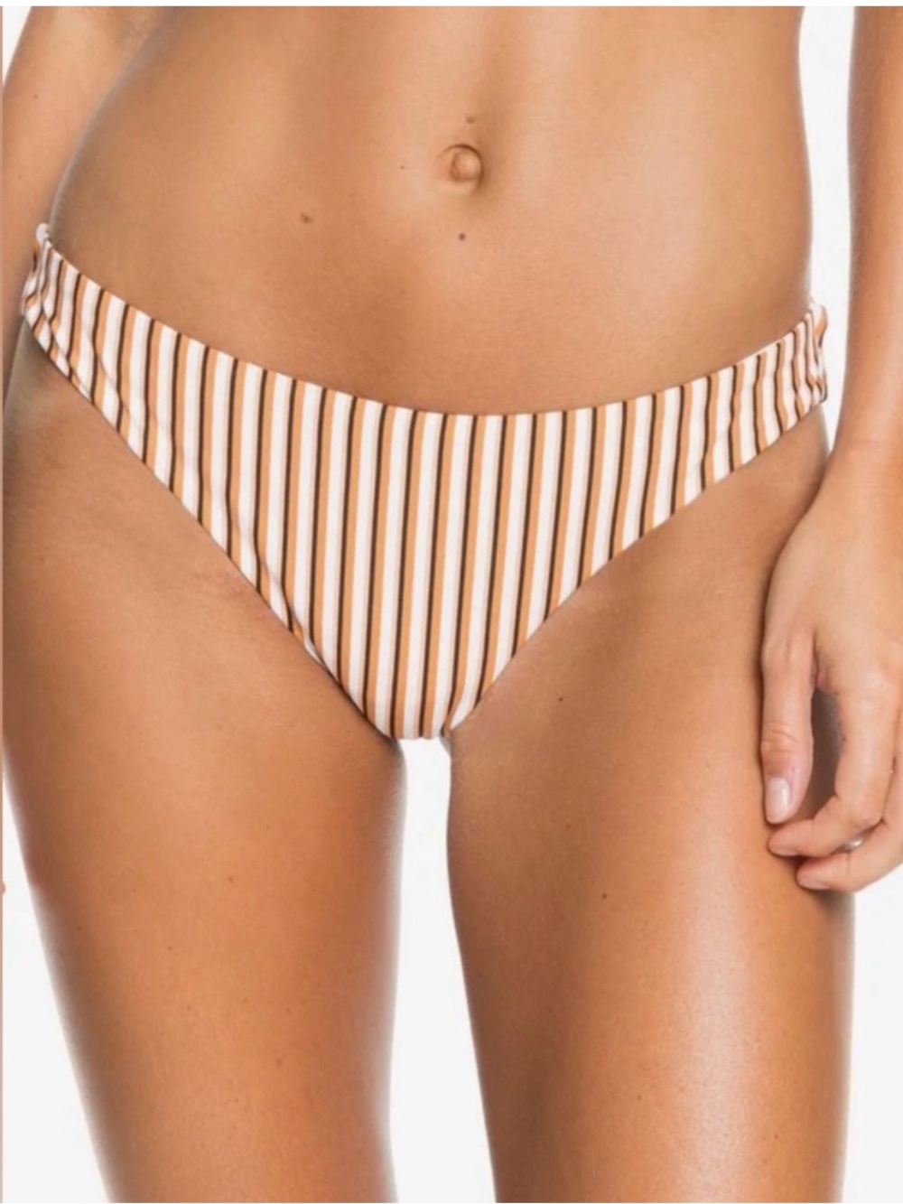 ROXY PT Beach Classics Bikini Bottom NWT size M Full Coverage Golden Stripe
